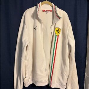 Puma Men's White Track Jacket with Ferrari Emblem